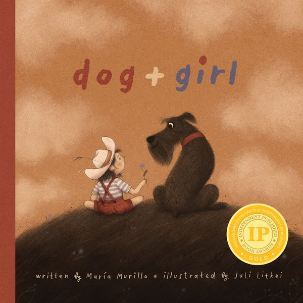 Children's picture book dog + girl by Maria Murillo, published by Lyvro Publishing. ISBN 9798990531307. Book cover with a child and dog sitting together, featuring the Booklist Award logo.