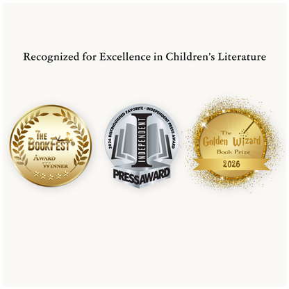 Children's picture book dog + girl by Maria Murillo, published by Lyvro Publishing. ISBN 9798990531307. Book award recognition seals including The BookFest Awards, Independent Press Awards, and The Golden Wizard Book Prize.