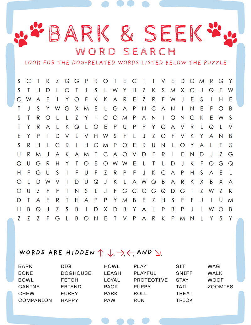 Bark & Seek Word Search