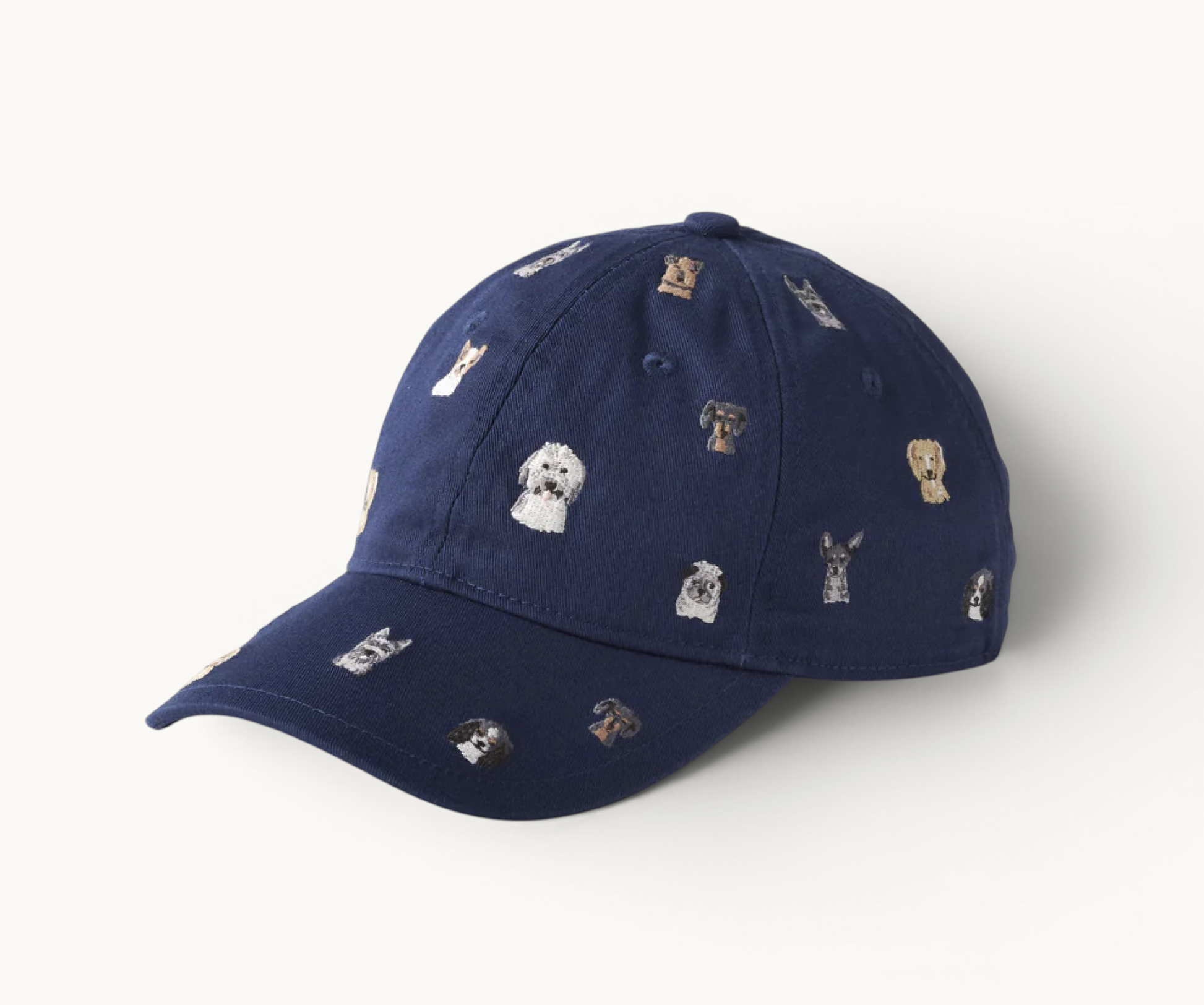 Classic six-panel dog embroidered baseball cap with adjustable strap and UPF 50+ protection